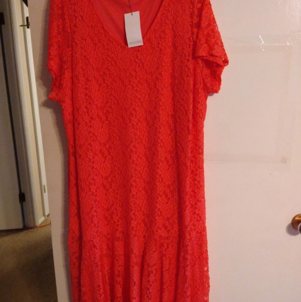 Joanna Hope NWT coral stretch lace lined dress